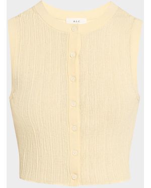 A.L.C. Lottie Button-Front Top - Natural