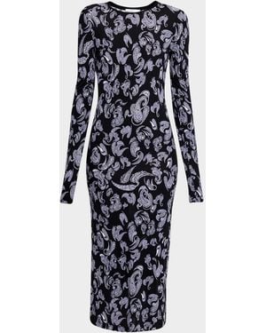 IRO Waiana Long-Sleeve Paisley Midi Dress - Blue