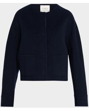 Lafayette 148 New York Crewneck Wool-Cashmere Jacket - Blue