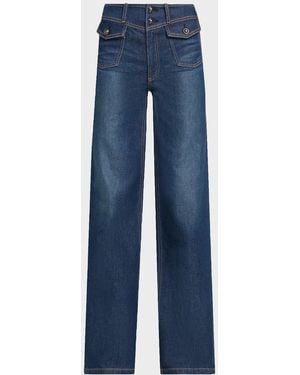 Ramy Brook Ciara High-Rise Wide-Leg Jeans - Blue