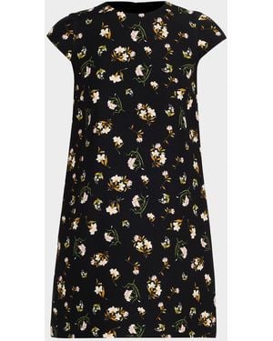 Adam Lippes Izzy Floral-Print Cap-Sleeve Mini Dress - Black