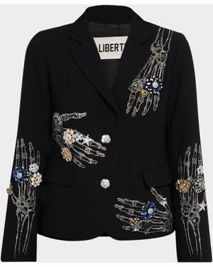 Libertine Buried Treasure Embellished Single-Breasted Short Blazer - Black