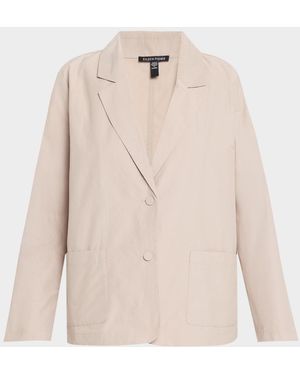 Eileen Fisher Single-Breasted Cotton Nylon Blazer - Natural