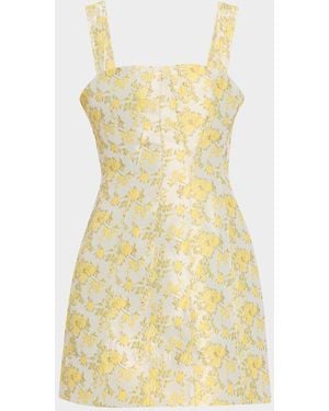 Jonathan Simkhai Lydia Square-Neck Floral Jacquard Mini Dress - Yellow