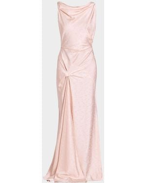 victoria beckham formal dresses Victoria Beckham Women's Draped Jersey Long-Sleeve Gown - Cayenne main image 1