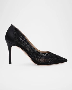 Badgley Mischka Rania 85Mm Lace Stiletto Heel Pumps - Black