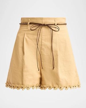 Zimmermann Mahon Flower Trim Shorts - Natural