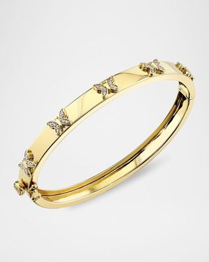 Sydney Evan Pave Butterfly Hinge Bangle - Metallic