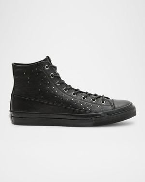 John Varvatos Vulc Studded Leather Mid-Top Sneakers - Black