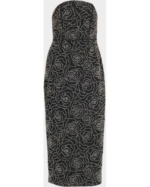 MILLY Kait Floral Beaded Column Midi Dress - Multicolor