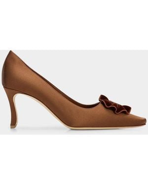 Manolo Blahnik Fortan 70Mm Satin Stiletto Pumps - Brown