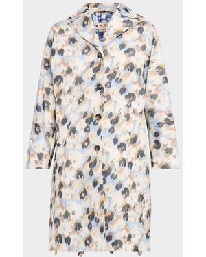 Marni Floral-Print Reversible Cocoon Coat - White
