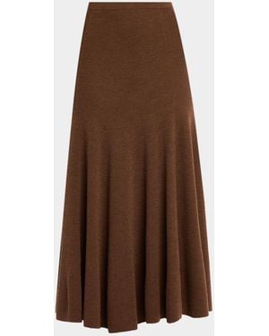 Ulla Johnson Azaria Pleated Merino Wool Midi Skirt - Brown