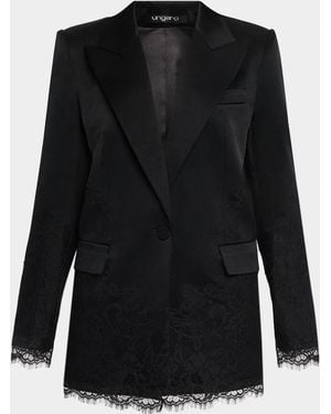 Emanuel Ungaro Norma Single-Button Lace Jacket - Black