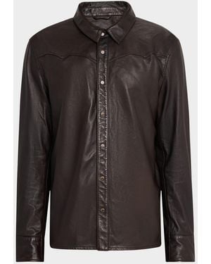 John Varvatos Samuel Western Leather Shirt Jacket - Black