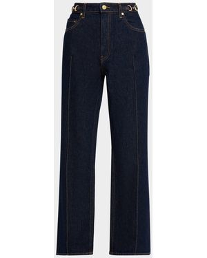Ulla Johnson The Agatha Straight-Leg Pintuck Jeans - Blue