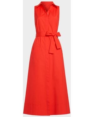 Ramy Brook Darcey Belted Midi Shirtdress - Red