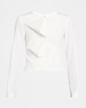 Wynn Hamlyn Esther Cut-Out Long-Sleeve Top - White
