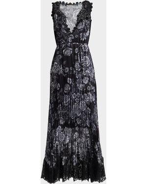 Kobi Halperin Liora Floral Tie-Waist Midi Dress - Black