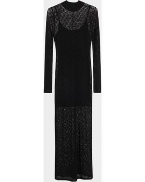 Maria McManus Lace Mock-Neck Maxi Dress - Black