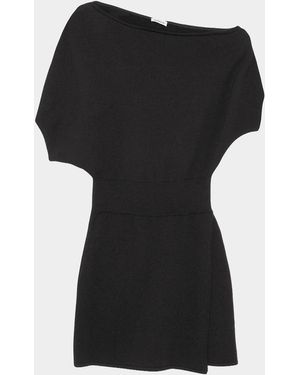Jonathan Simkhai Shania Faux-Wrap Wool-Blend Mini Dress - Black