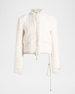 Area Crystal Laced Tweed Lady Jacket - White