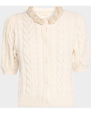 Ulla Johnson Olivia Cable-Knit Merino Wool-Cashmere Cardigan - Natural