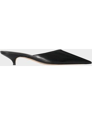 The Row Liisa Leather Kitten-Heel Mules - Black