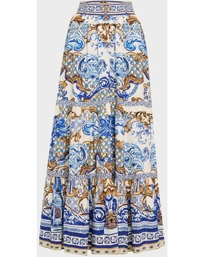 CAMILLA Azul Adventures High-Waisted Tiered Skirt - Blue