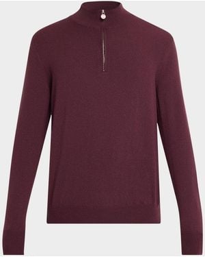 Kiton Apos;12Gg Cashmere Mock Neck Quarter-Zip Sweater - Purple