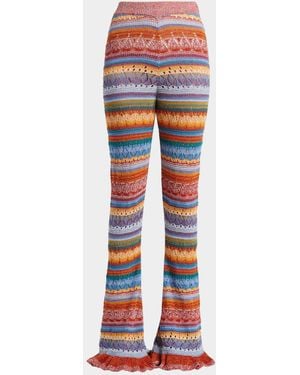 Etro Striped Open Knit Flare Pants - Orange