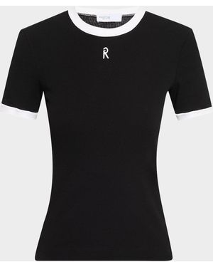 【関税込み】Rosetta Getty ブラック オフショルダーTシャツ Black Off-The-Shoulder T-Shirt by Rosetta Getty on Sale