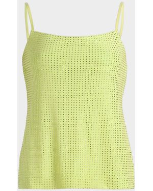 Area Crystal Hotfix Mesh Backless Tank Top - Yellow