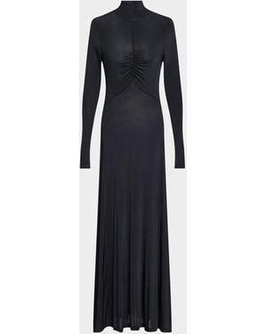 Ulla Johnson Koa Ruched Jersey Turtleneck Maxi Dress - Blue