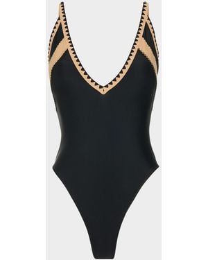 Ramy Brook Justine Plunge One-Piece Swimsuit - Black