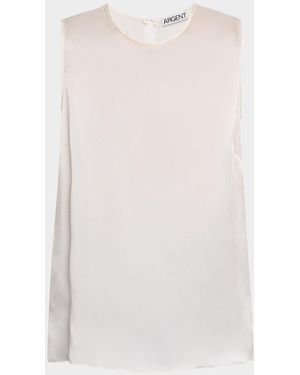 Argent Sleeveless Silk Charmeuse Tank - White