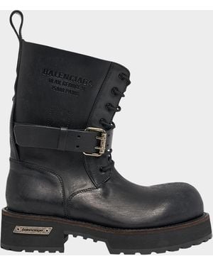 Balenciaga Apos;S Venom Leather Lace-Up Booties - Black