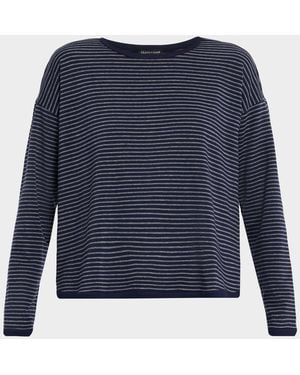 Eileen Fisher Striped Terry Crewneck Top - Blue