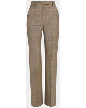 McQueen Prince Of Wales Wool Straight-Leg Pants - Natural
