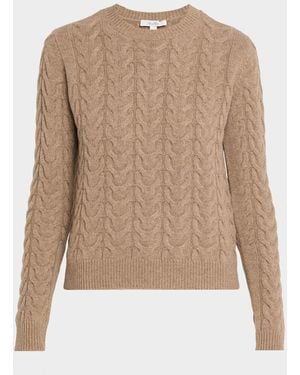 Max Mara Crewneck Cashmere Fisherman Sweater - Natural