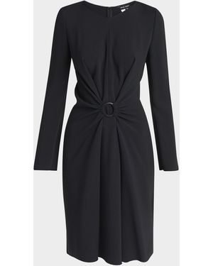 Giorgio Armani Long-Sleeve Dress With Ring Detail - Black