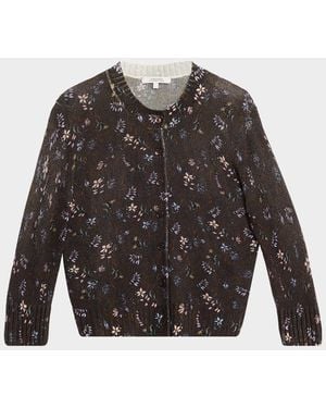 Dorothee Schumacher Blossom Statement Printed Wool-Cashmere Cardigan - Gray