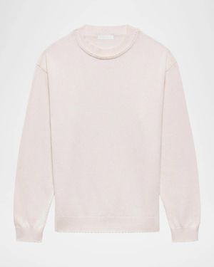Helmut Lang Apos;S Cotton Lettuce-Trim Crewneck Sweater - Pink