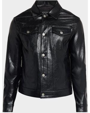 Monfrere Apos;S Dean Patent Noir Trucker Jacket - Black