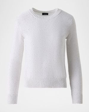 Akris Linen-Blend Sequin Sweater - White