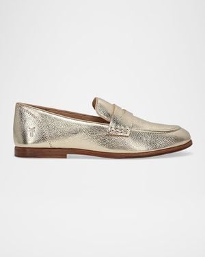 Frye Faith Metallic Leather Penny Loafers - White