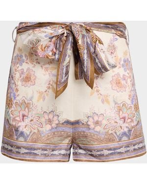 Zimmermann Luna Scarf-Tie Shorts - Pink