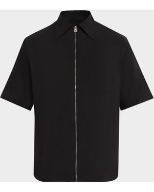 Givenchy Apos;S Point Collar Full-Zip Short-Sleeve Shirt - Black