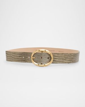 Streets Ahead Orla Croc-Embossed Leather Belt - Natural