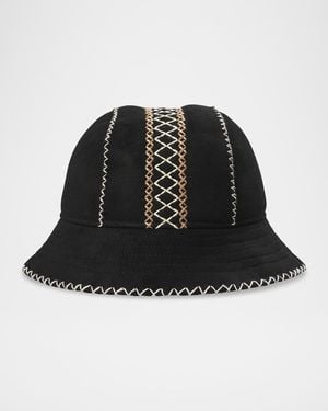 UGG Atherson Embroidered Hat Cold Weather Hats, Sheepskin - Black